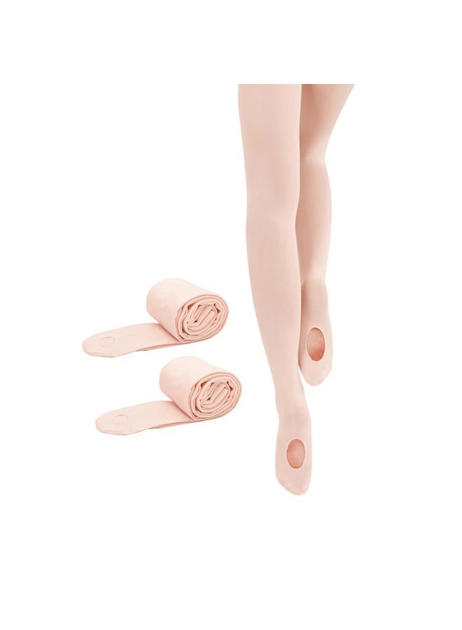 PAPPNTI Girls' Ultra Soft Pro Dance Tights Ballet Transition Daily Student Tights (Toddler/Little Kid/Big Kid), Ballet Pink 2 Pairs, 2-4 years - Image 1