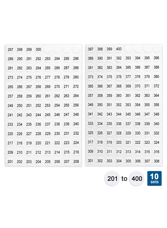 dealzEpic - Number Stickers - 201 To 400 Round Self Adhesive Stickers | Small Peel And Stick Inventory/Storage Organizing Paper Consecutive Sequential Numbering Labels  - Image 2