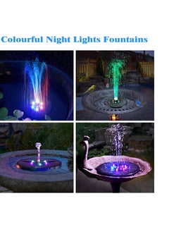 SYOSI Solar Fountain Pump with 6 Color LED Lights, Upgrade 3W Solar Water Pump with 7 Nozzles with 4 Anti-Collision Bar Solar Water Features for Garden Landscape Fountain, Bird Bath Patio Pond Garden Decor  - Image 3