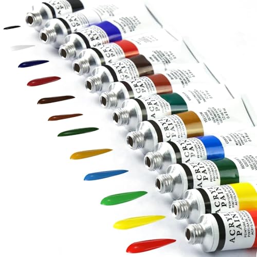 Corslet Acrylic Paint Tubes Set of 12 Colors (12ml Each) | Multi Color Acrylic Paint Set | Non-Toxic Paint Set For Artists, Kids & Adults | Creative Paint Ideal For Canvas, Painting, & Posters - Image 5