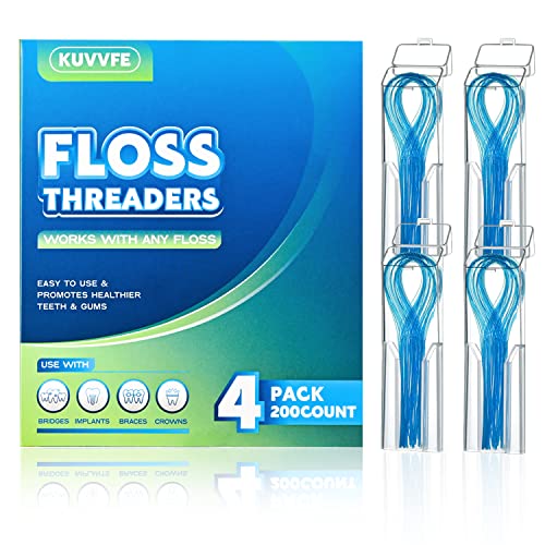 Kuvvfe Floss Threaders,Deep Clean Floss for Braces, Bridges, Implants|200Count (Pack of 4) - Image 1