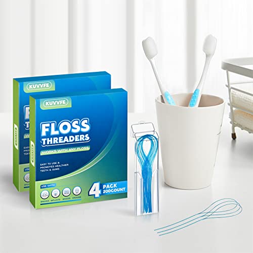 Kuvvfe Floss Threaders,Deep Clean Floss for Braces, Bridges, Implants|200Count (Pack of 4) - Image 4