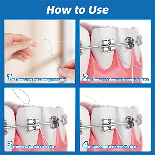 Kuvvfe Floss Threaders,Deep Clean Floss for Braces, Bridges, Implants|200Count (Pack of 4) - Image 5
