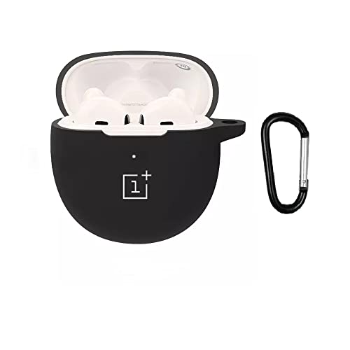 Printme Silicone Compatible for OnePlus Buds Nord CE Case Cover, Soft Shockproof Protective Case Cover with Metal Keychain (Solid Black) - Image 1