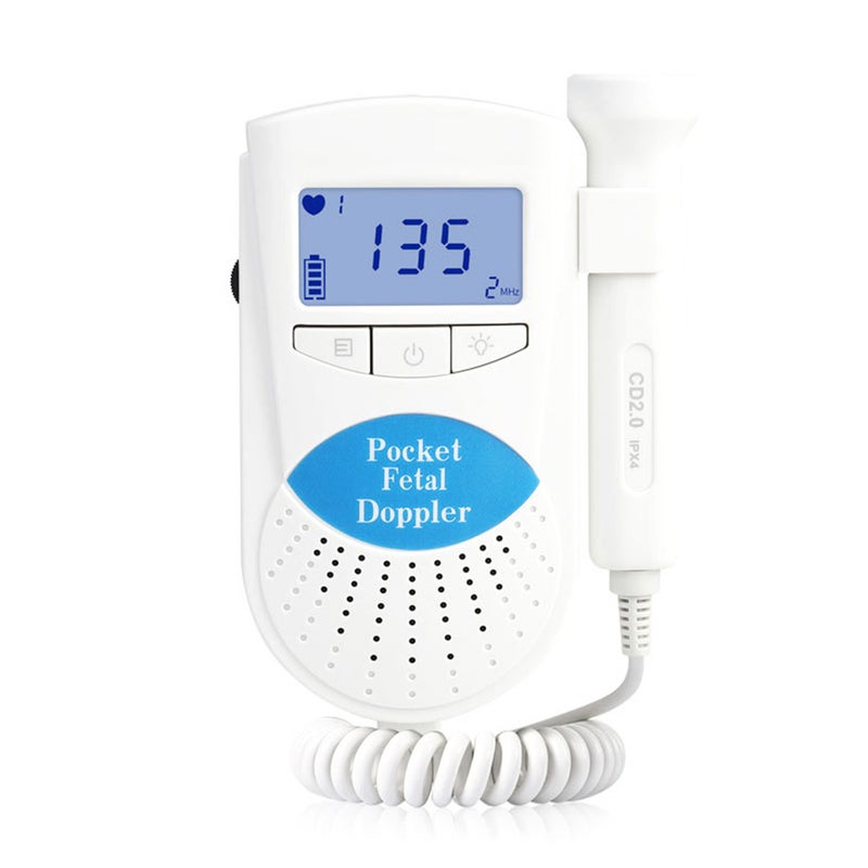 Ultrasound Doppler Fetal Heart Rate Monitor Potable Baby Heart Detector Fetus-voice Meter Prenatal Heart Beat Detector Probe with Backlight LCD Display No Radiation Household Fetal Tester - Image 1