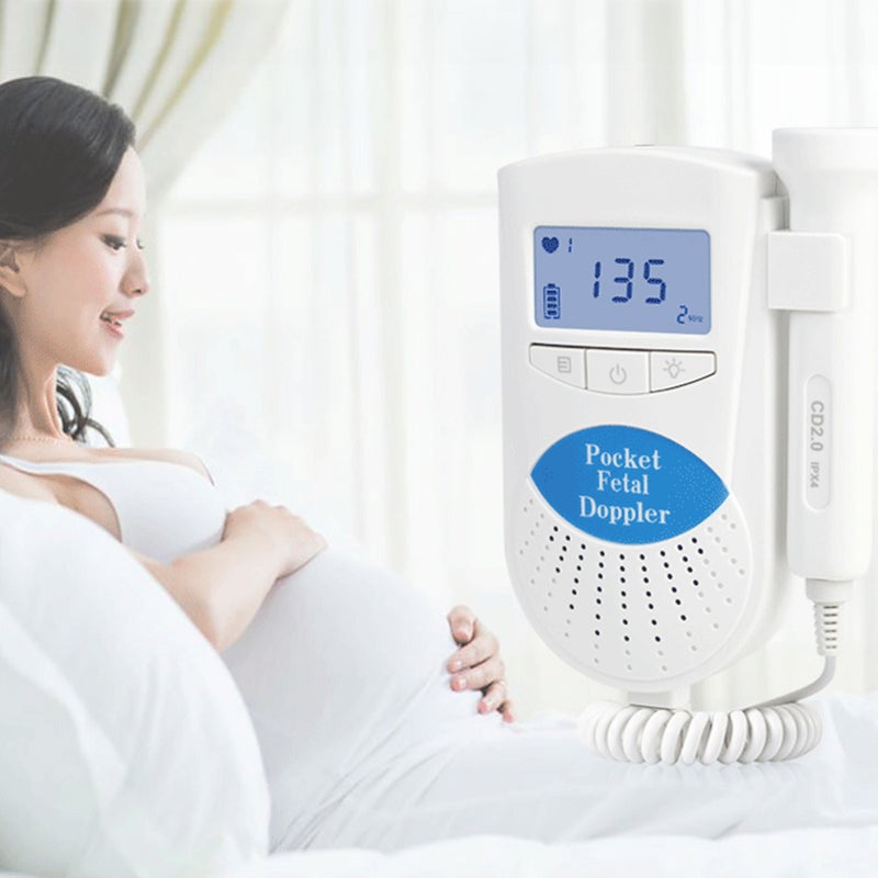 Ultrasound Doppler Fetal Heart Rate Monitor Potable Baby Heart Detector Fetus-voice Meter Prenatal Heart Beat Detector Probe with Backlight LCD Display No Radiation Household Fetal Tester - Image 4