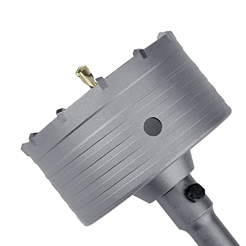 GUICGOC 110mm (4-1/3 inch) Concrete Hole Saw with 220mm SDS Plus Connecting Rod, Tungsten Carbide Teeth (7.7mm x 4mm) Cement Hole Saw for Concrete Cement Brick Wall Stone 110mm (4-1/3 inch) - Image 1