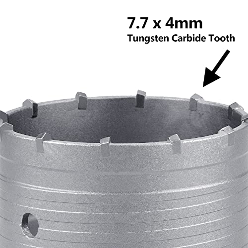 GUICGOC 110mm (4-1/3 inch) Concrete Hole Saw with 220mm SDS Plus Connecting Rod, Tungsten Carbide Teeth (7.7mm x 4mm) Cement Hole Saw for Concrete Cement Brick Wall Stone 110mm (4-1/3 inch) - Image 4
