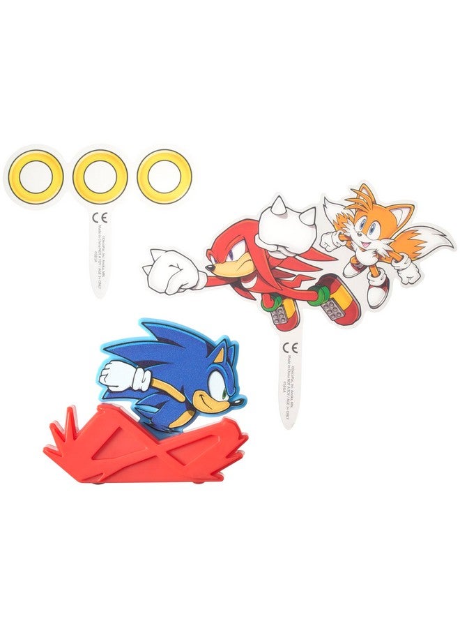 DecoPac DecoSet Sonic The Hedgehog Cake Topper, 3-Piece Decoration Set With Tails & Knuckles Cake Pic, Rings Cake Pic And Rolling Sonic Action Figurine, For Birthday And Celebrations  - Image 2