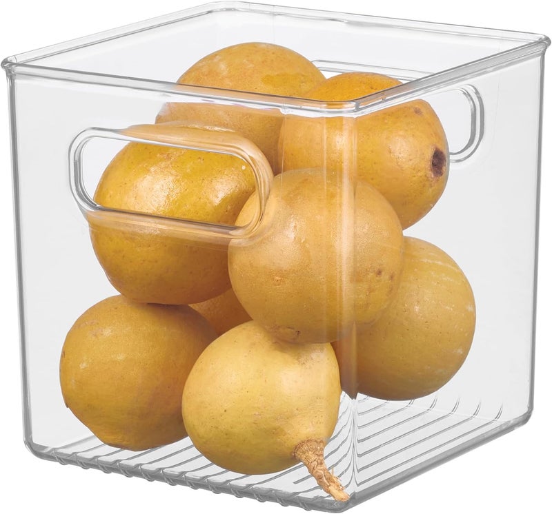 iDesign Cube Binz Fridge and Pantry Storage Bin, recycled BPA-free RPET plastic, clear, compact 6 x 6 x 6 in cube, stackable, holds snacks, condiments, produce and dry goods, contents stay visible - Image 1