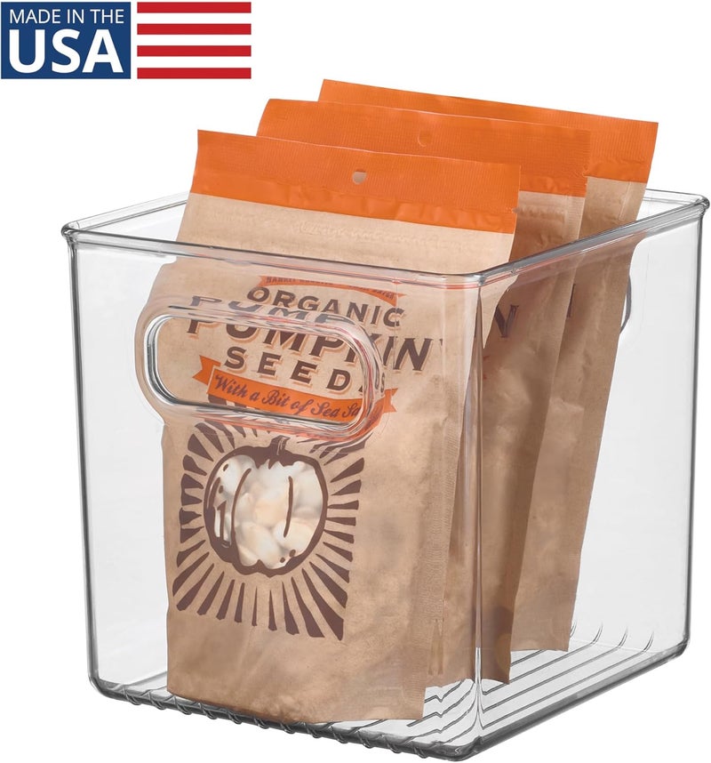 iDesign Cube Binz Fridge and Pantry Storage Bin, recycled BPA-free RPET plastic, clear, compact 6 x 6 x 6 in cube, stackable, holds snacks, condiments, produce and dry goods, contents stay visible - Image 2