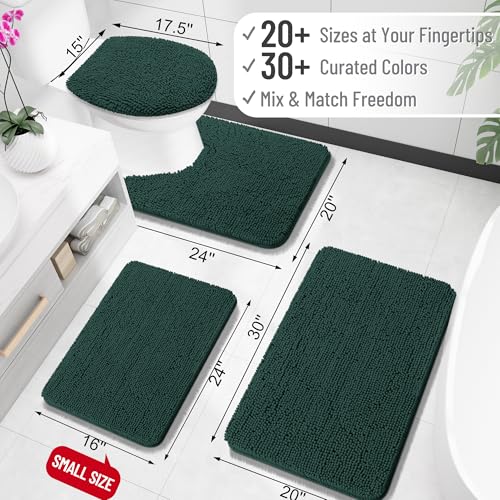 OLANLY Bathroom Rugs 36x24 Extra Soft Absorbent Chenille Bath Rugs Rubber Backing Quick Dry Machine Washable Bath Mats for Bathroom Floor Tub and Shower Home Decor Accessories Blackish Green - Image 3