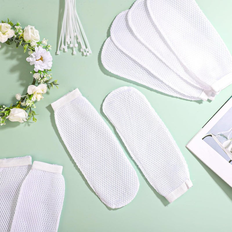 XIHIRCD Pack of 8 Lint Traps for Washing Machine Hose and 24 Cable Ties, Thick Laundry Lint Catcher Net Lint Catcher Washing Machine Laundry Lint Collector for Home Sink Drain System (White) - Image 3