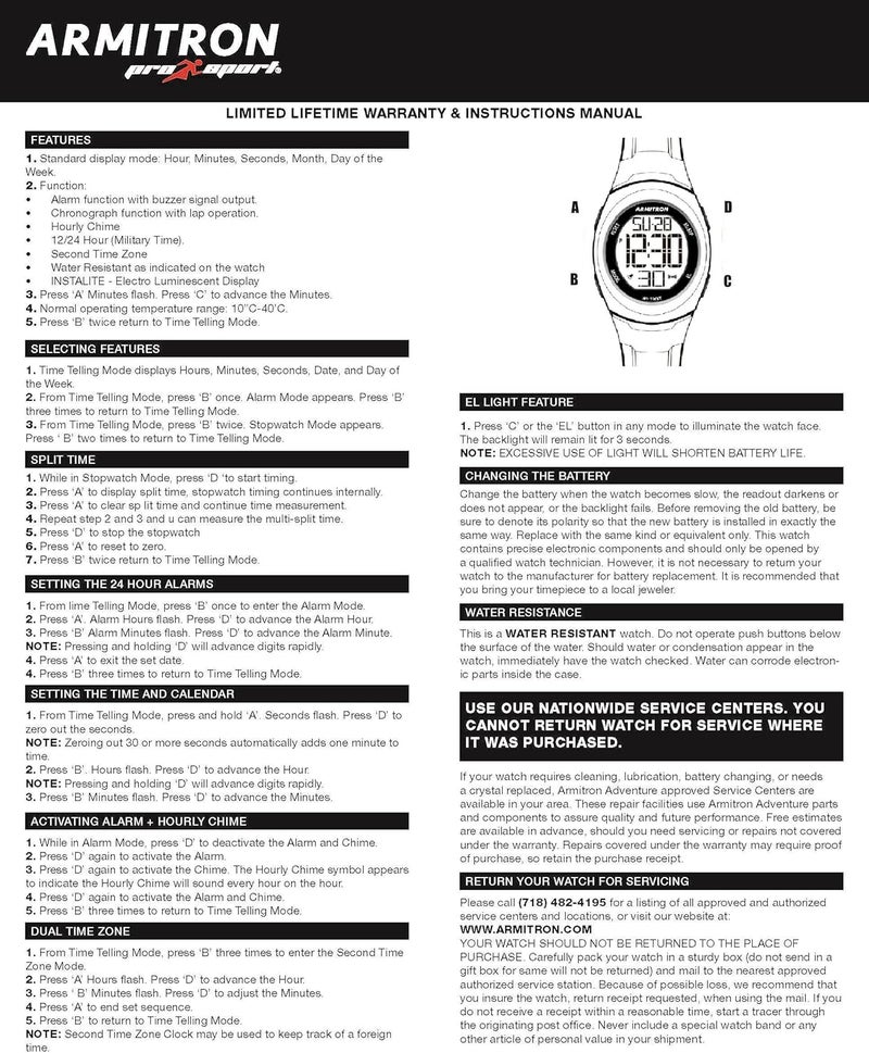 Armitron Sport Women's Digital Chronograph Resin Strap Watch, 45/7034 - Image 3