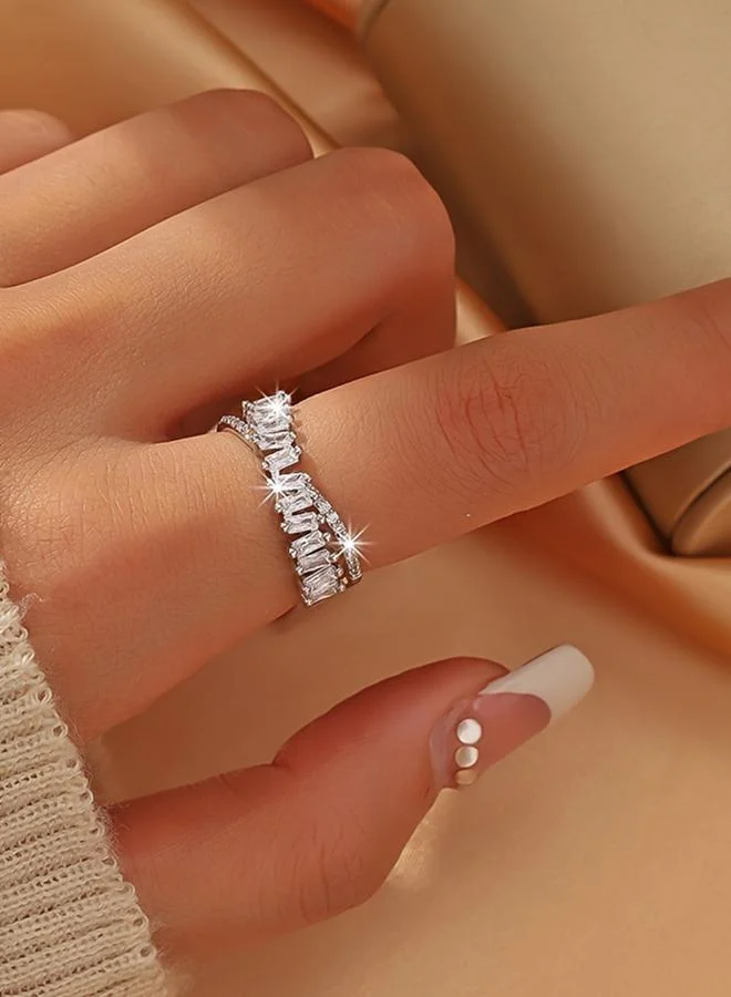Take Two Silver Rhinestone Embellished Rings