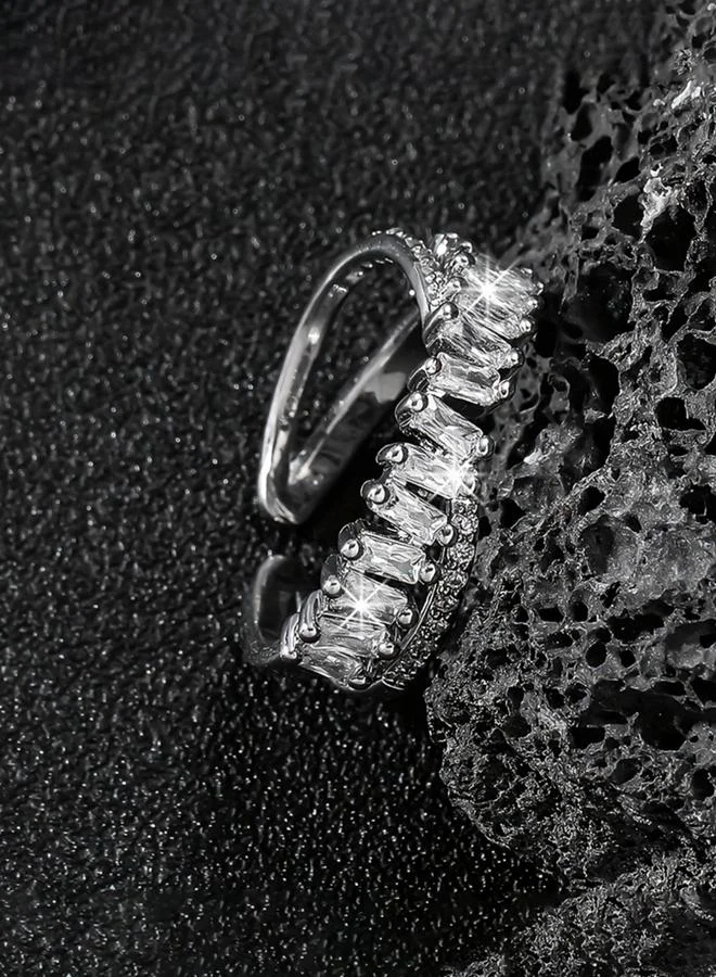 Take Two Silver Rhinestone Embellished Rings