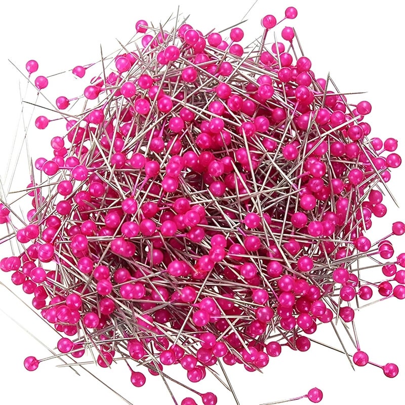 Wetco 800 Pcs Straight Pins, 1.5 in Round Pearl Heads, Pearlized Pins, Rose Pink - Image 1
