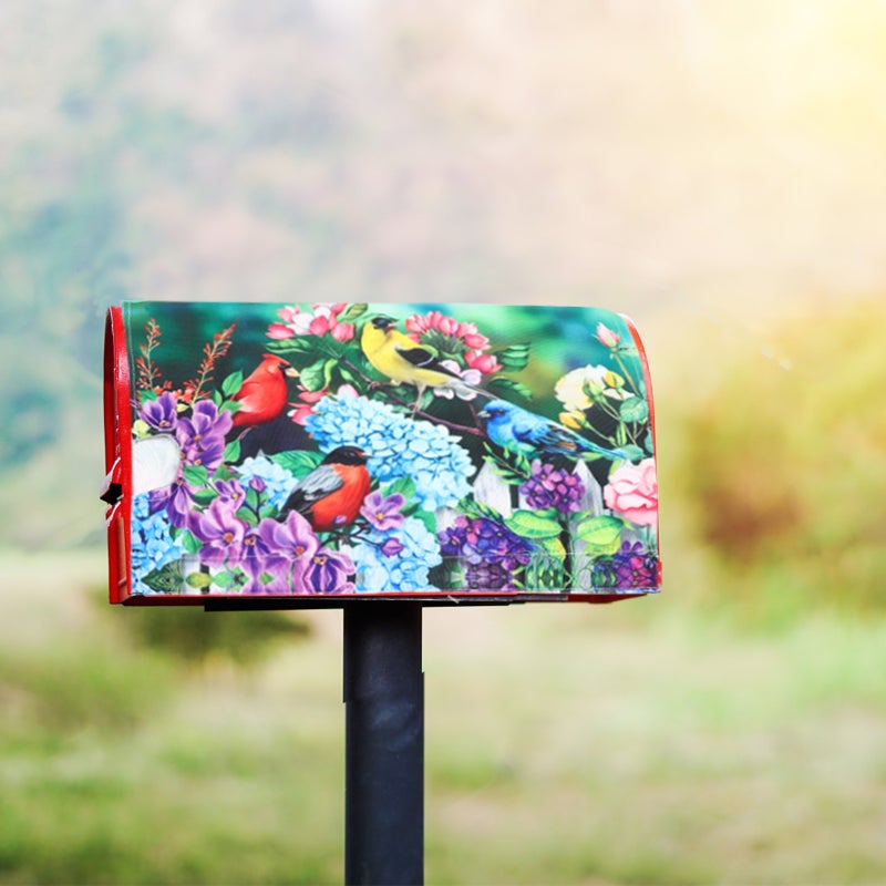 Decorative Mailbox Cover Flower Birds Pattern Mailbox Protective Cover Garden Letter Box Cover for DIY - Image 2
