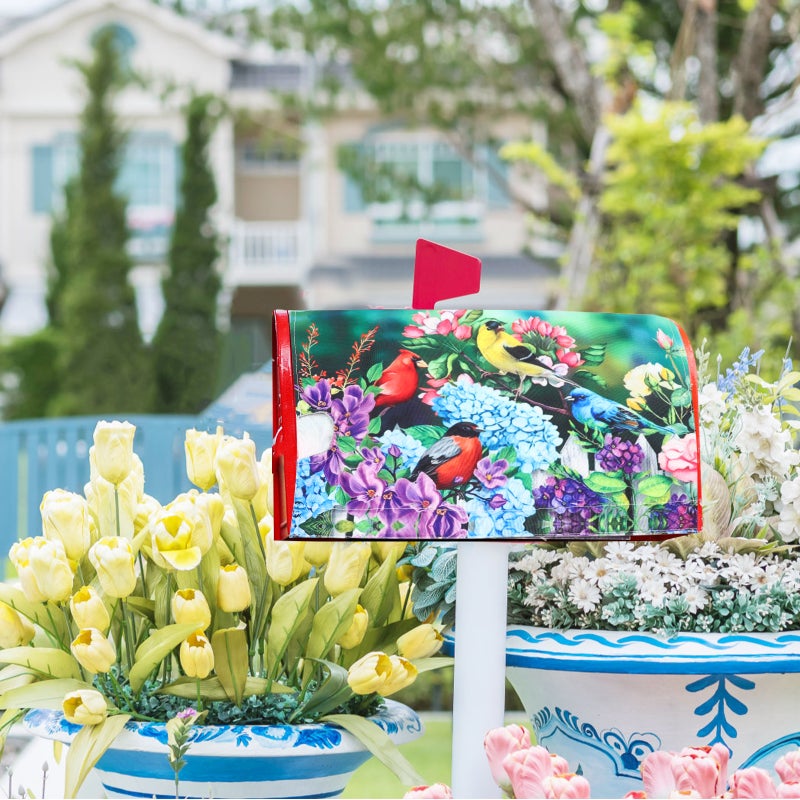 Decorative Mailbox Cover Flower Birds Pattern Mailbox Protective Cover Garden Letter Box Cover for DIY - Image 5