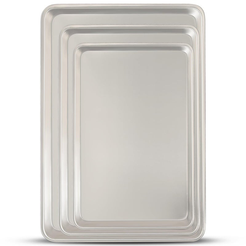 Umite Chef Baking Sheet Pan Set of 3, Commercial Quality Aluminum Cookie Sheets for Oven, Umite Chef Warp Resistant Baker's Half/Quarter/Jelly Roll Pans, Thick Cookie Tray Pans for Baking, Roasting - Image 1