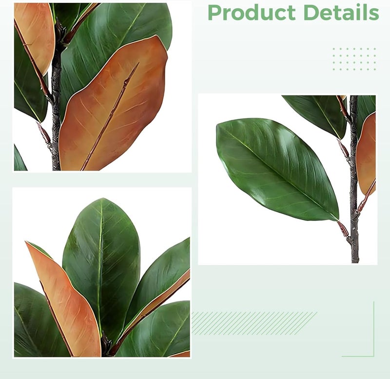 6 Pcs Fake Floral Plant, 17.7 in / 45 Cm Artificial Magnolia Branch with Realistic Touch Faux Greenery Stems, Each with 7 Magnolia Leaves, for Wedding, Home, Indoor, Outdoor Decor - Image 5