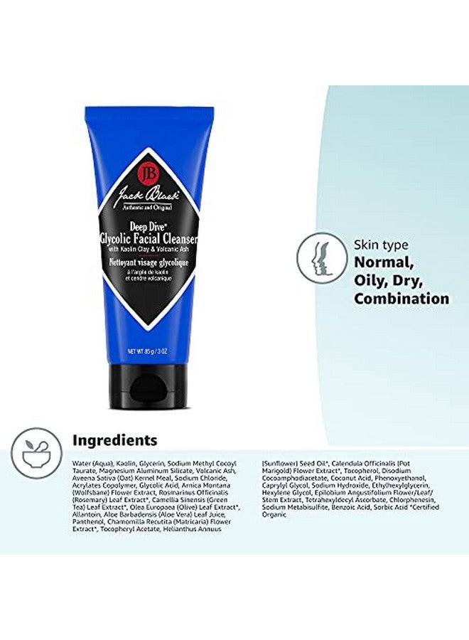 Jack Black Deep Dive Glycolic Facial Cleanser 3 5 And 10 Fl Oz Claybased Cleanser Purescience Formula Facial Cleanser And Mask Recommended For Normal Dry Or Oily Skin Glycolic Acid - Image 2
