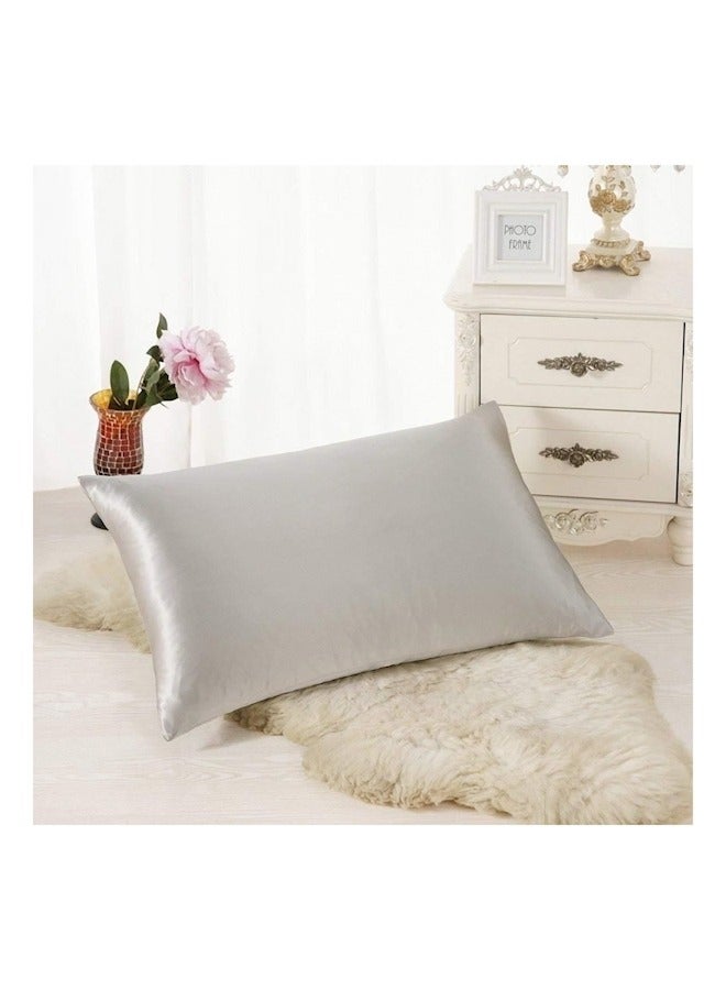 Soft Silky Satin Pillow Case Grey  - Image 2