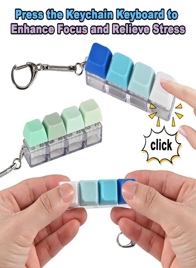 GOLDGE 4 Pack Keyboard Fidget Toy, 4-in-1 Keyboard Keychain Silent Fidget Toys, Button Stress Relief Clicker Toys for Adults- Calm Anxiety, Focus Boost, Portable Sensory Stress-Relief Fidget Gifts - Image 3