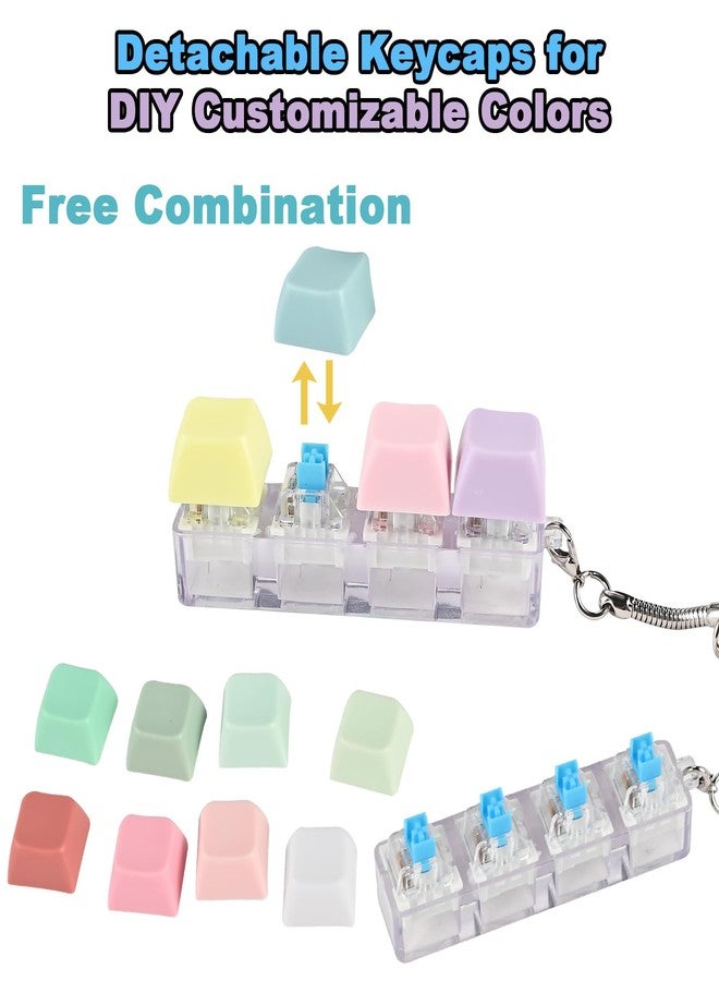 GOLDGE 4 Pack Keyboard Fidget Toy, 4-in-1 Keyboard Keychain Silent Fidget Toys, Button Stress Relief Clicker Toys for Adults- Calm Anxiety, Focus Boost, Portable Sensory Stress-Relief Fidget Gifts - Image 4
