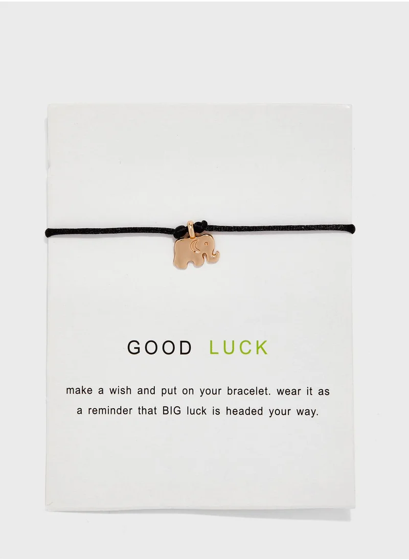 Ginger Good Luck Elephant Cord Bracelet