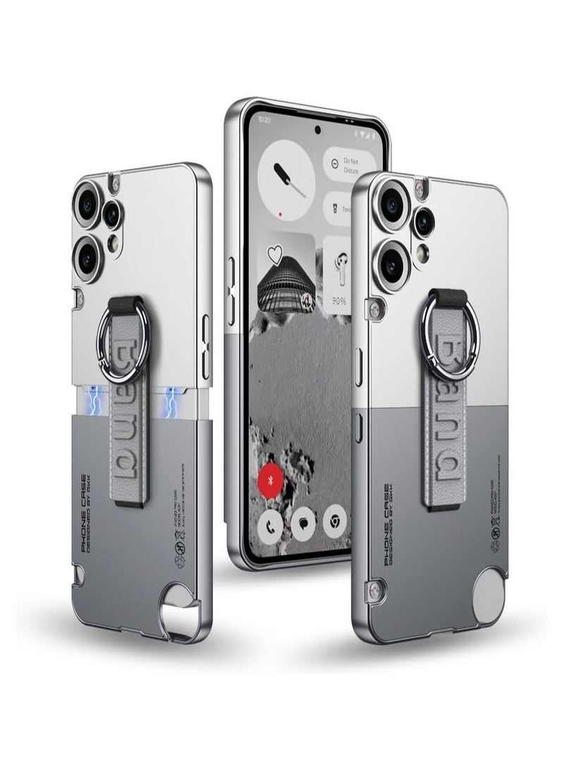 Case for Nothing CMF Phone 2 Pro with Elastic Wrist Strap and Carrying Finger Loop, Brushed Rigid PC Back Shockproof Case for Nothing CMF Phone 2 Pro