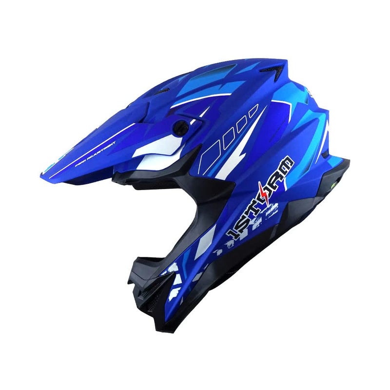 1Storm Motocross Adult Helmet Downhill Mountain Bike Helmet BMX MX ATV Dirt Bike Storm Style HF803 Storm Blue