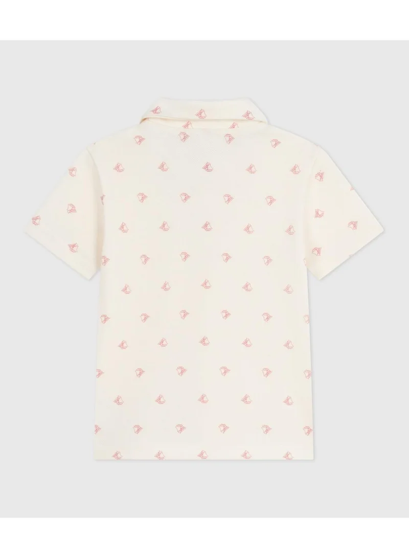 Petit Bateau Children's short-sleeved printed cotton polo shirt