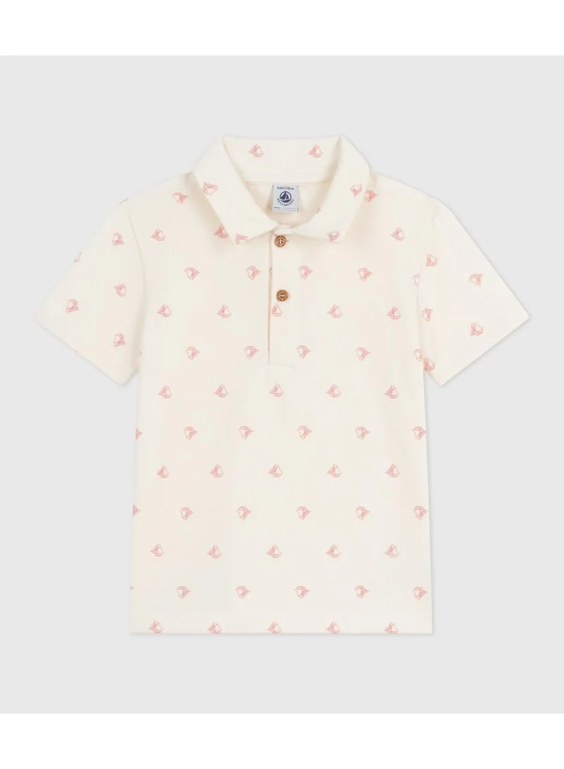 Petit Bateau Children's short-sleeved printed cotton polo shirt