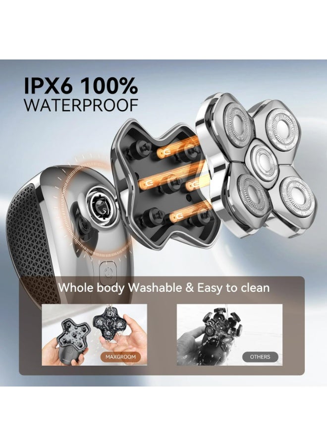 MAXGROOM Head Shaver for Bald Men, Waterproof Wet/Dry 5-in-1 Electric Shaver Razor Beard Grooming Kit, Easy to Clean with Skin Close Results - Image 4