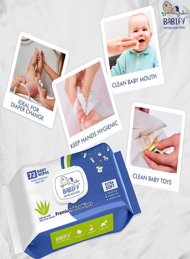 Babify Premium Baby Wipes with Flip-Top Lid | Aloe Vera & Paraben-Free | Pack of 3 (216 Wipes, 72 Wipes per Pack) - Image 5