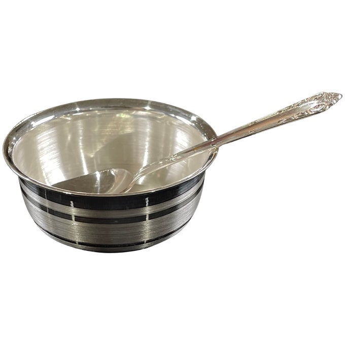 999 PURE SILVER HALLMARKED ANNA PRASANA SMALL BOWL SPOON SET