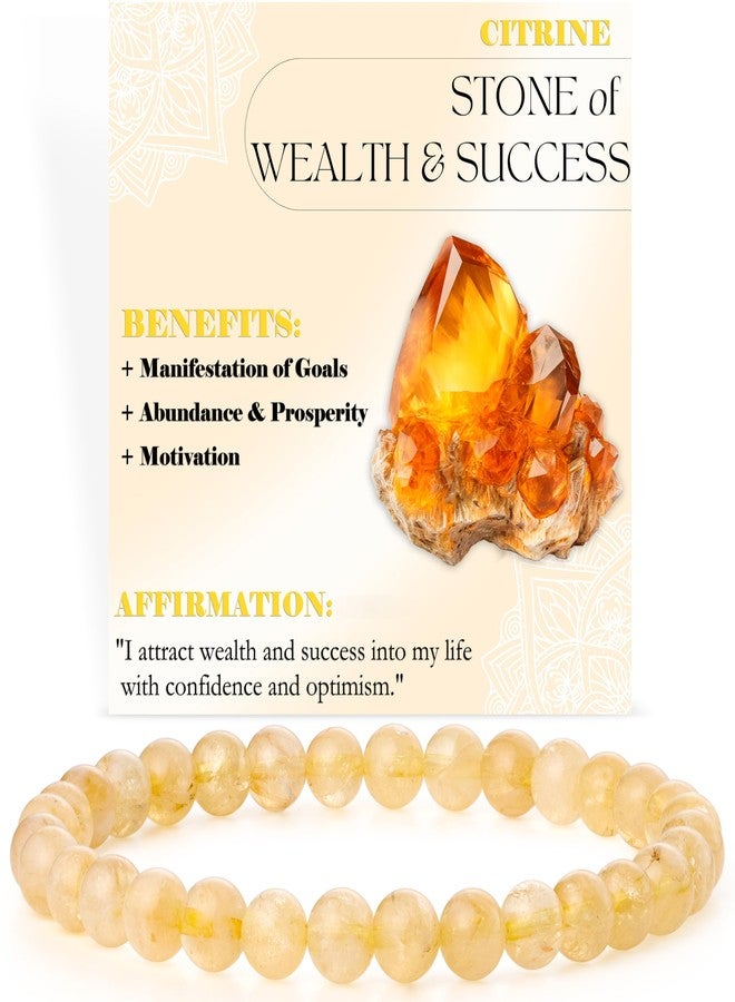 Bivei Citrine - Wealth & Success - 6mm Beaded Bracelets for Women Handmade Semi Precious Natural Stone Stretch Elastic Jewelry Yoga Protection Gifts - Image 1