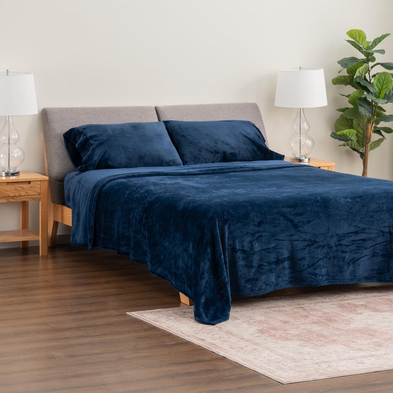 Berkshire Blanket Berkshire Blanket Classic VelvetLoft Warm Sheet Set  King Size Sheet Set  4 Piece Velvety Soft Heavyweight Flannel Bedding with Deep Pockcets (King)  - Image 5