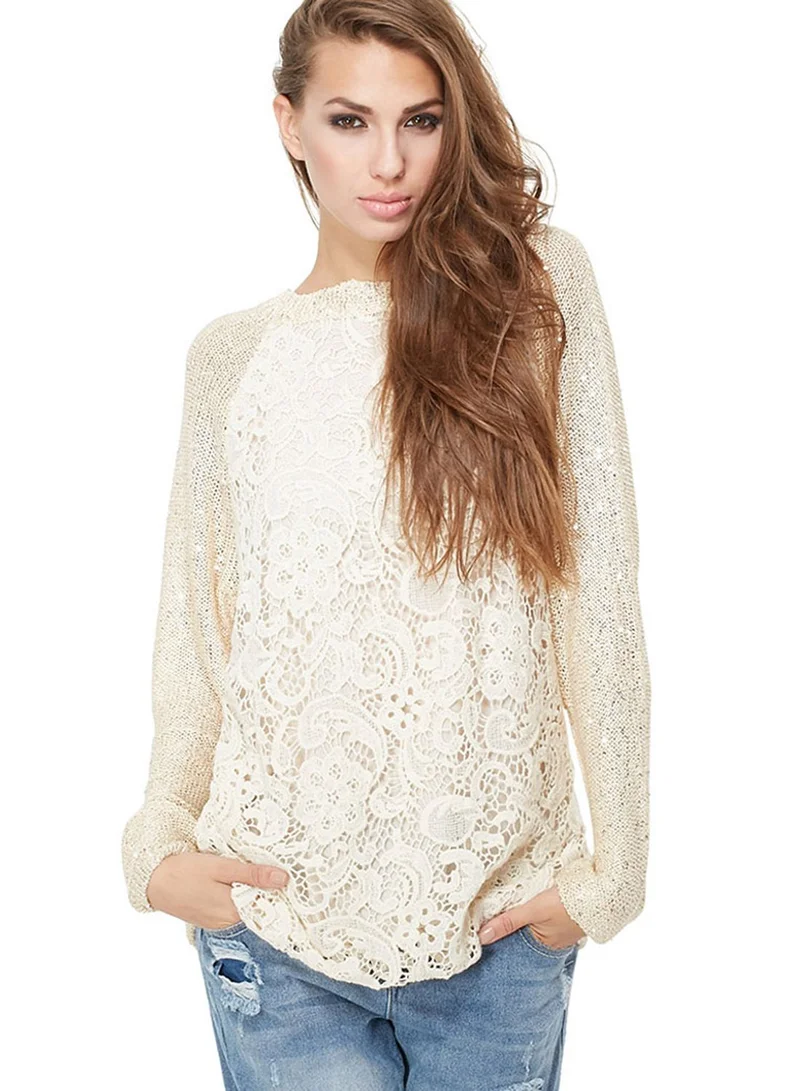 Ginger Lace Front Knitted Top