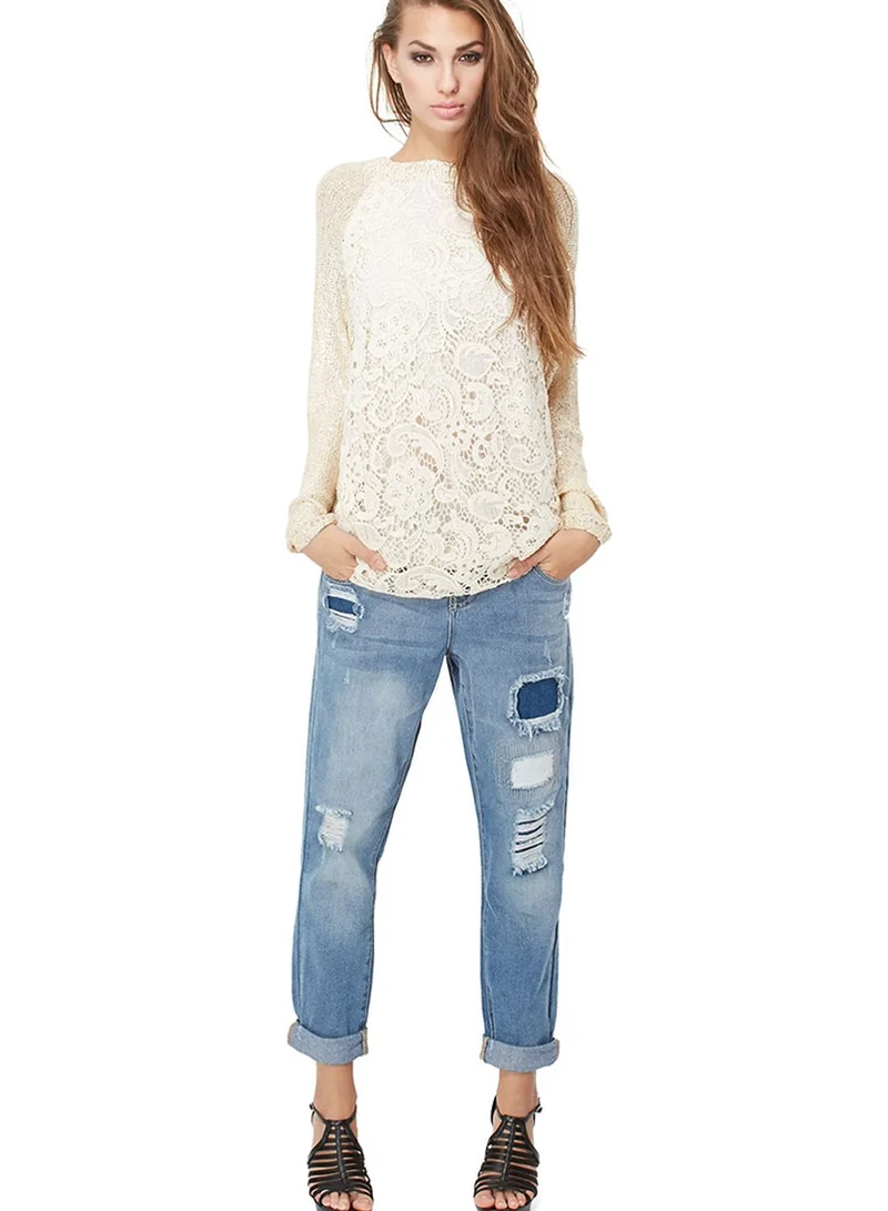 Ginger Lace Front Knitted Top