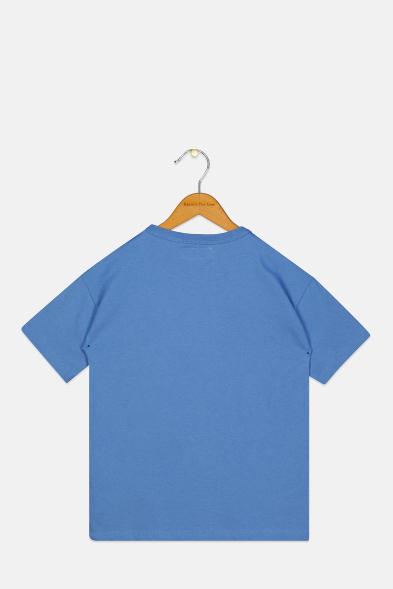 Lefties Kids Boy Crew Neck Short Sleeves Sequins T-Shirt, Slate Blue  - Image 2