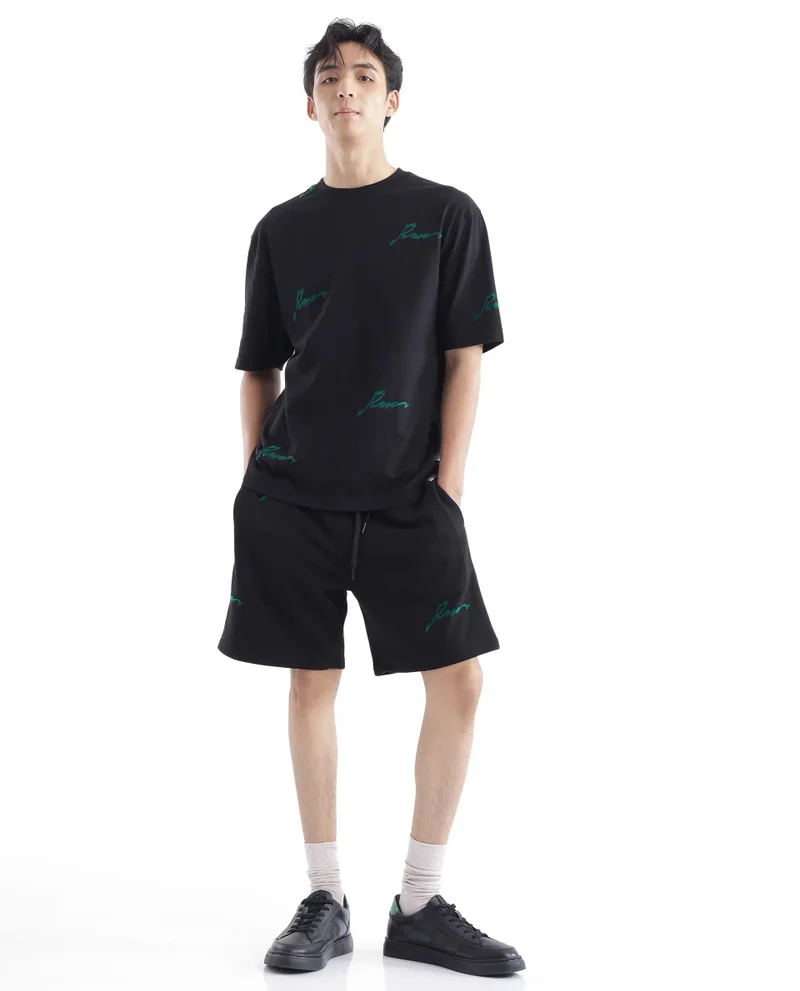 Rare Rabbit Men's Graphic Typography Print Oversized T-Shirt