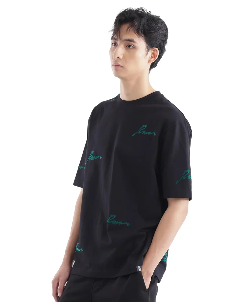 Rare Rabbit Men's Graphic Typography Print Oversized T-Shirt