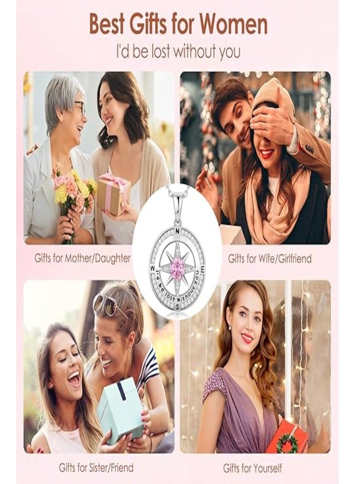 Zifeel Compass Necklace Gifts for Women wife - S925 Sterling Silver Birthstone Necklaces for Women - Anniversary Birthday Gifts for Her Wife Girlfriend - Valentines Day Mom Mothers Day  Gifts Jewelry for Women - Image 5