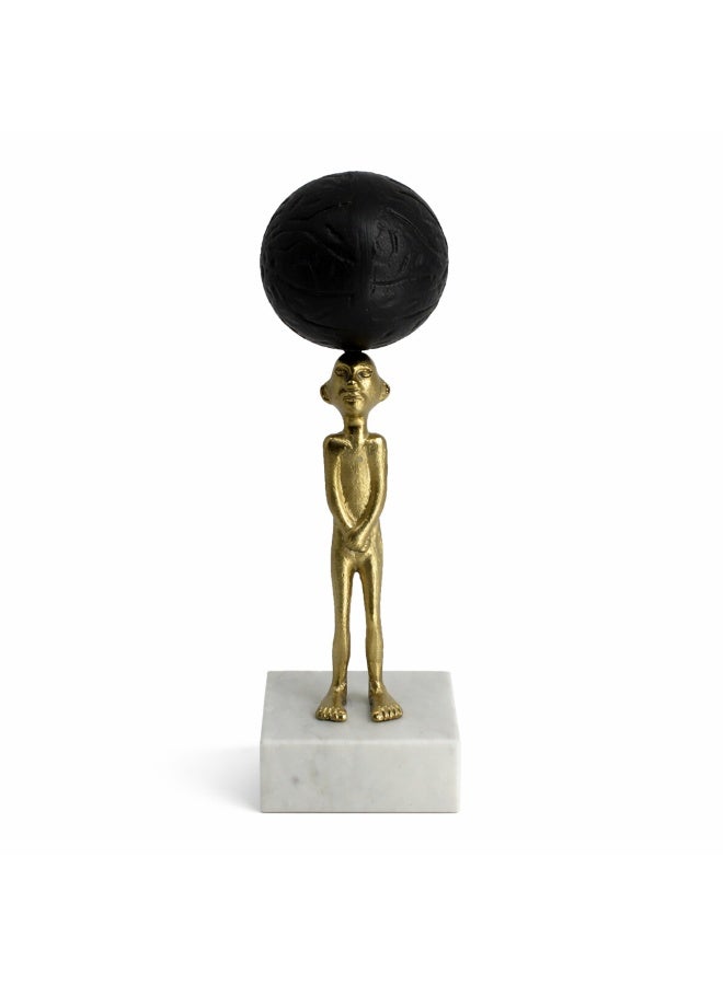 Handmade Decor Figurine with Marble Base and Aluminum Coated Figure - Image 2