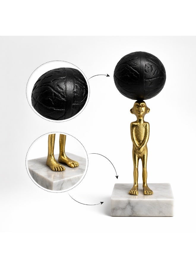 Handmade Decor Figurine with Marble Base and Aluminum Coated Figure - Image 3