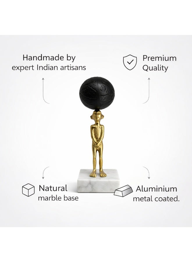 Handmade Decor Figurine with Marble Base and Aluminum Coated Figure - Image 4