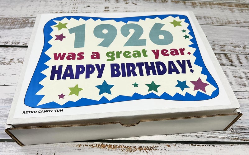 RETRO CANDY YUM ~ 1926 100th Birthday Gift Box Retro Nostalgic Candy Mix for 100 Year Old Man or Woman Born 1926 - Image 3