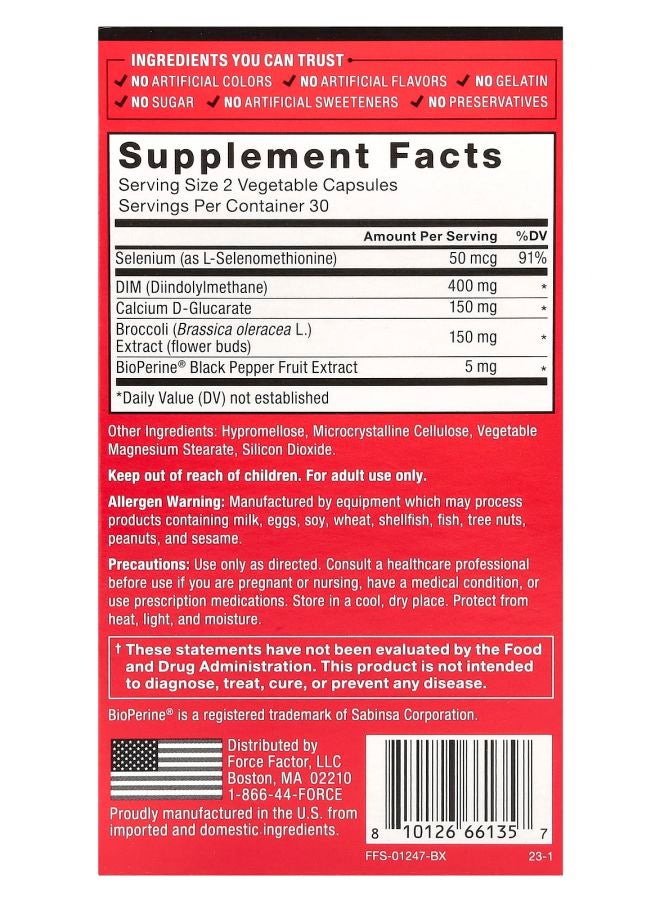 Force Factor Fundamentals DIM Max 400 mg 60 Vegetable Capsules (200 mg per Capsule) - Image 2